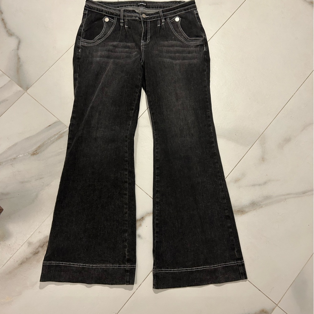 Low rise flared bell bottom black jeans stretchy